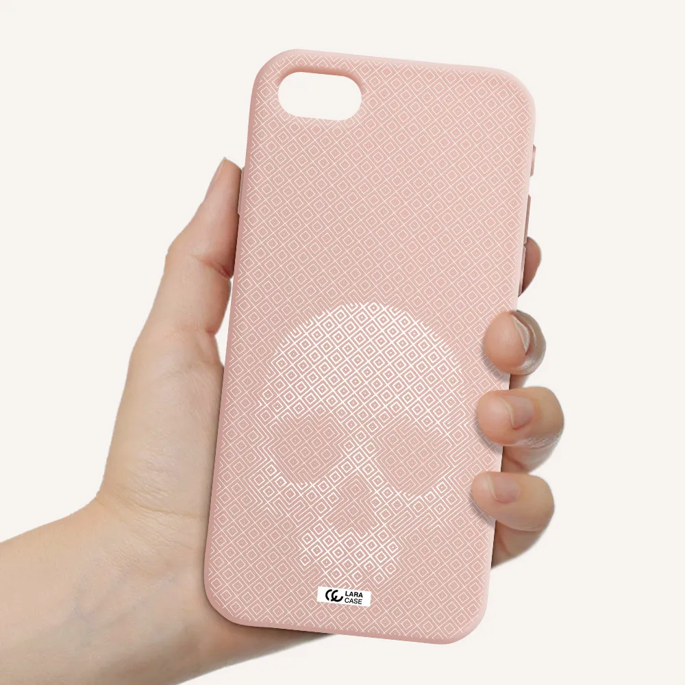 Skull Line Pattern Apple iPhone se 2020 Silicone pastel pink Case