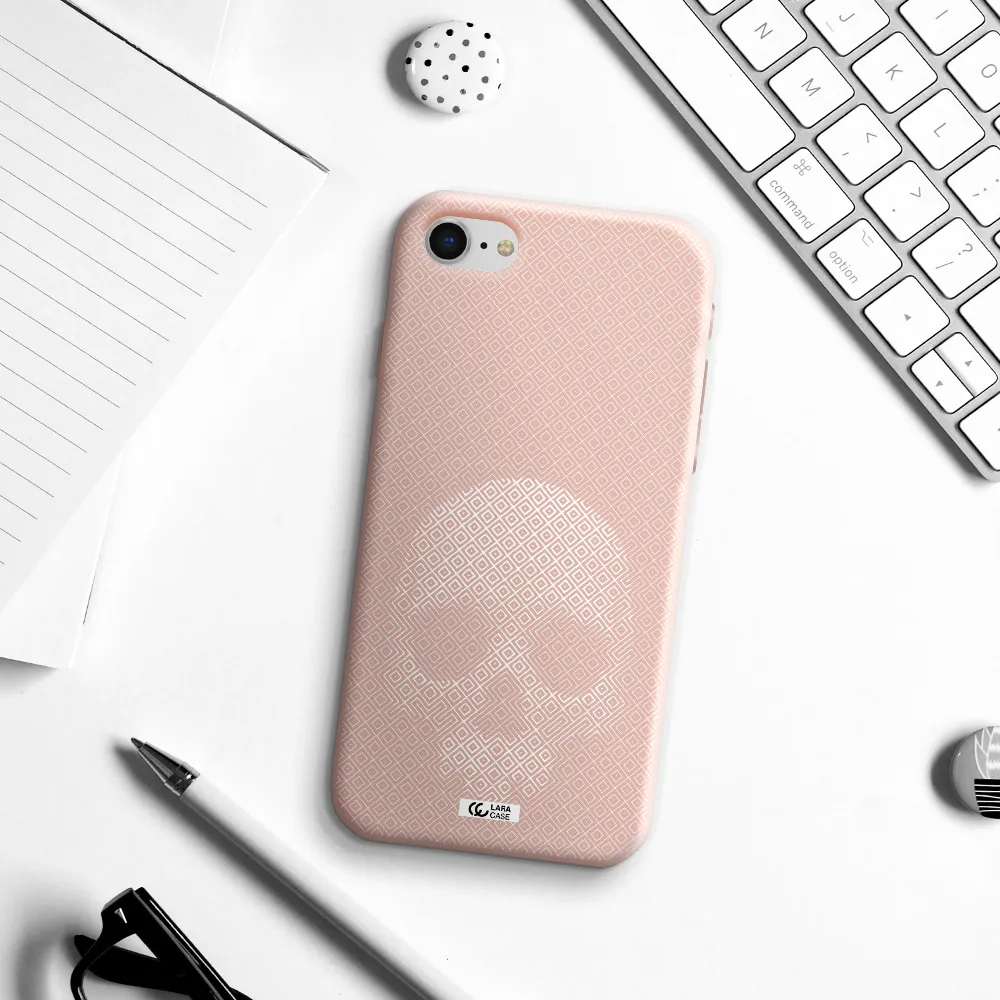 Skull Line Pattern Apple iPhone se 2020 Silicone pastel pink Case