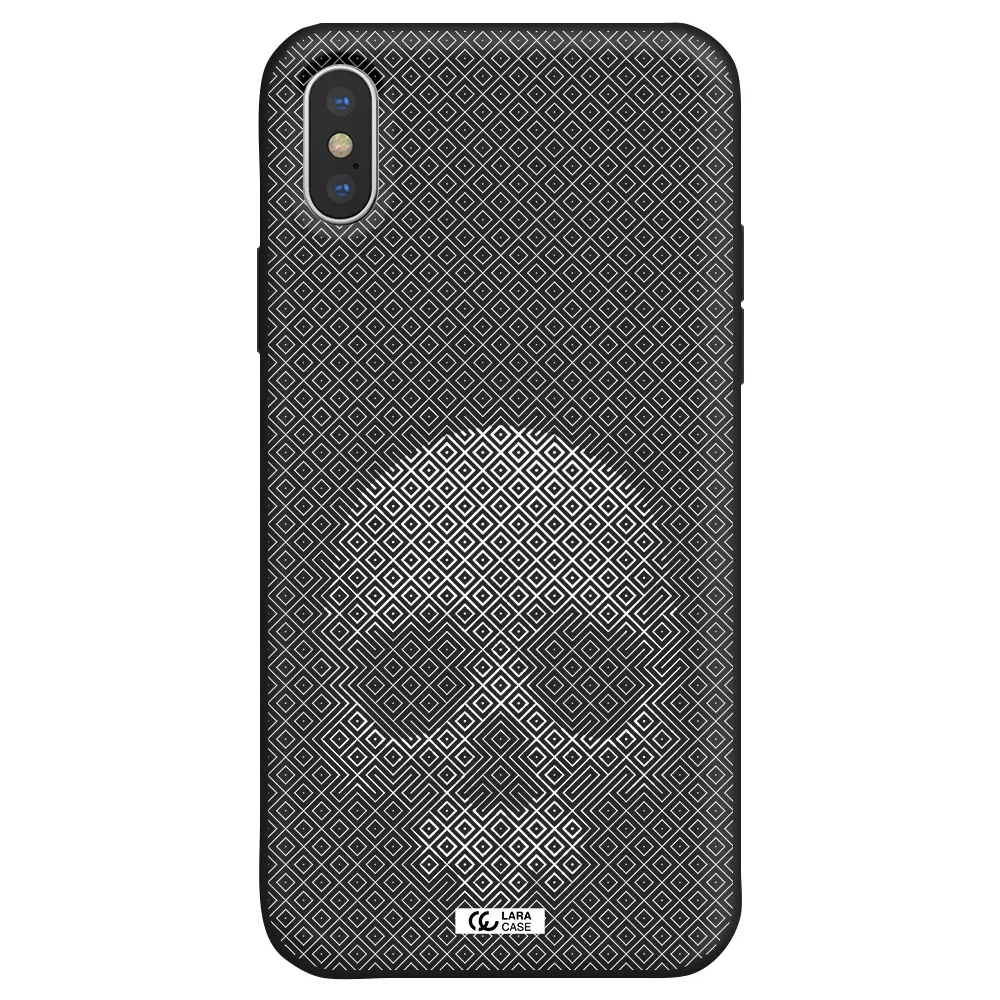 Skull Line Pattern Apple iPhone X Silicone black Case
