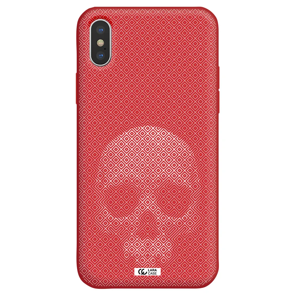 Skull Line Pattern Apple iPhone X Silicone Imperial Red Case