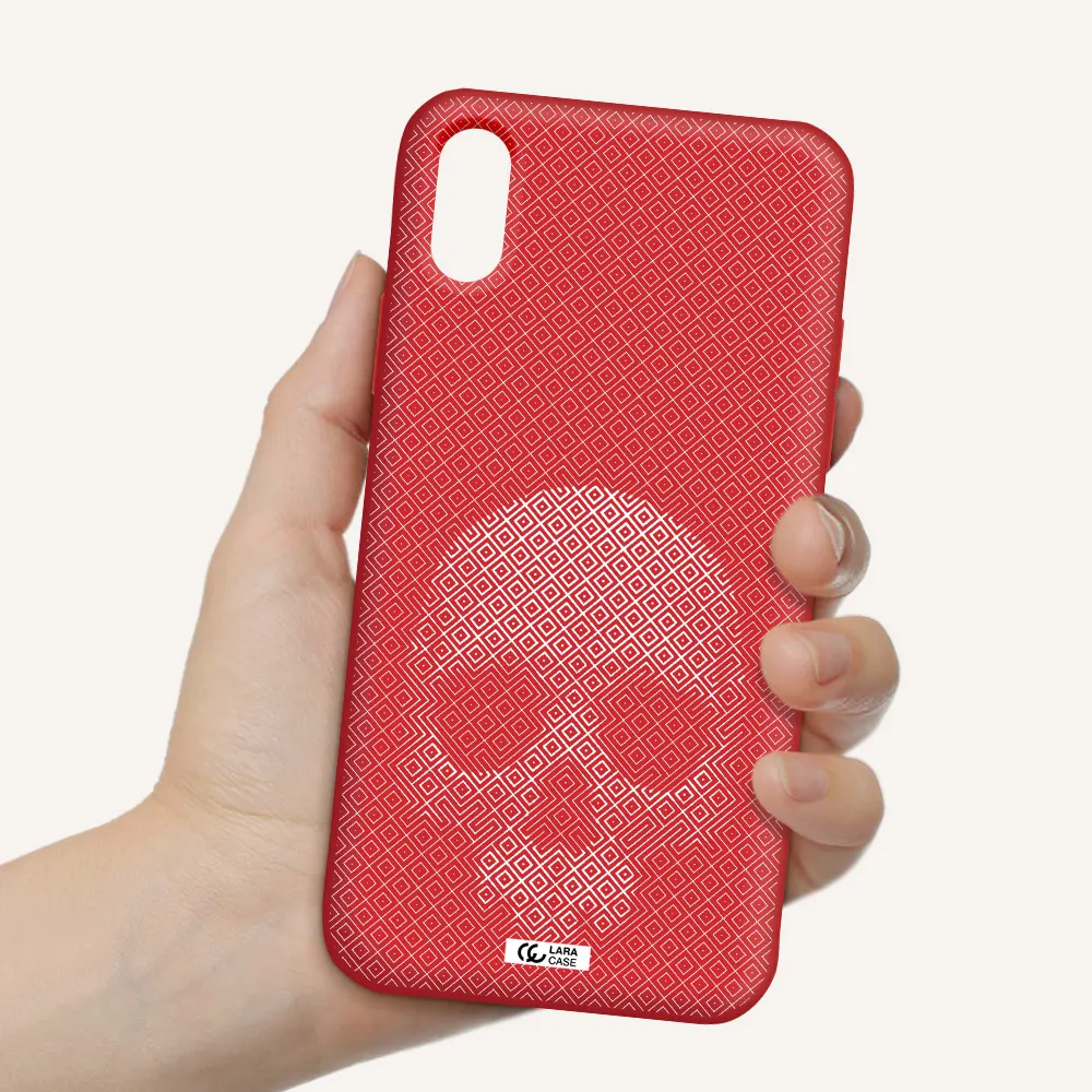 Skull Line Pattern Apple iPhone X Silicone Imperial Red Case