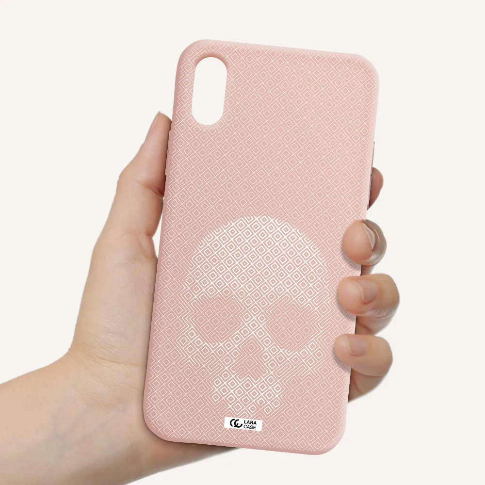 Skull Line Pattern Apple iPhone X Silicone pastel pink Case