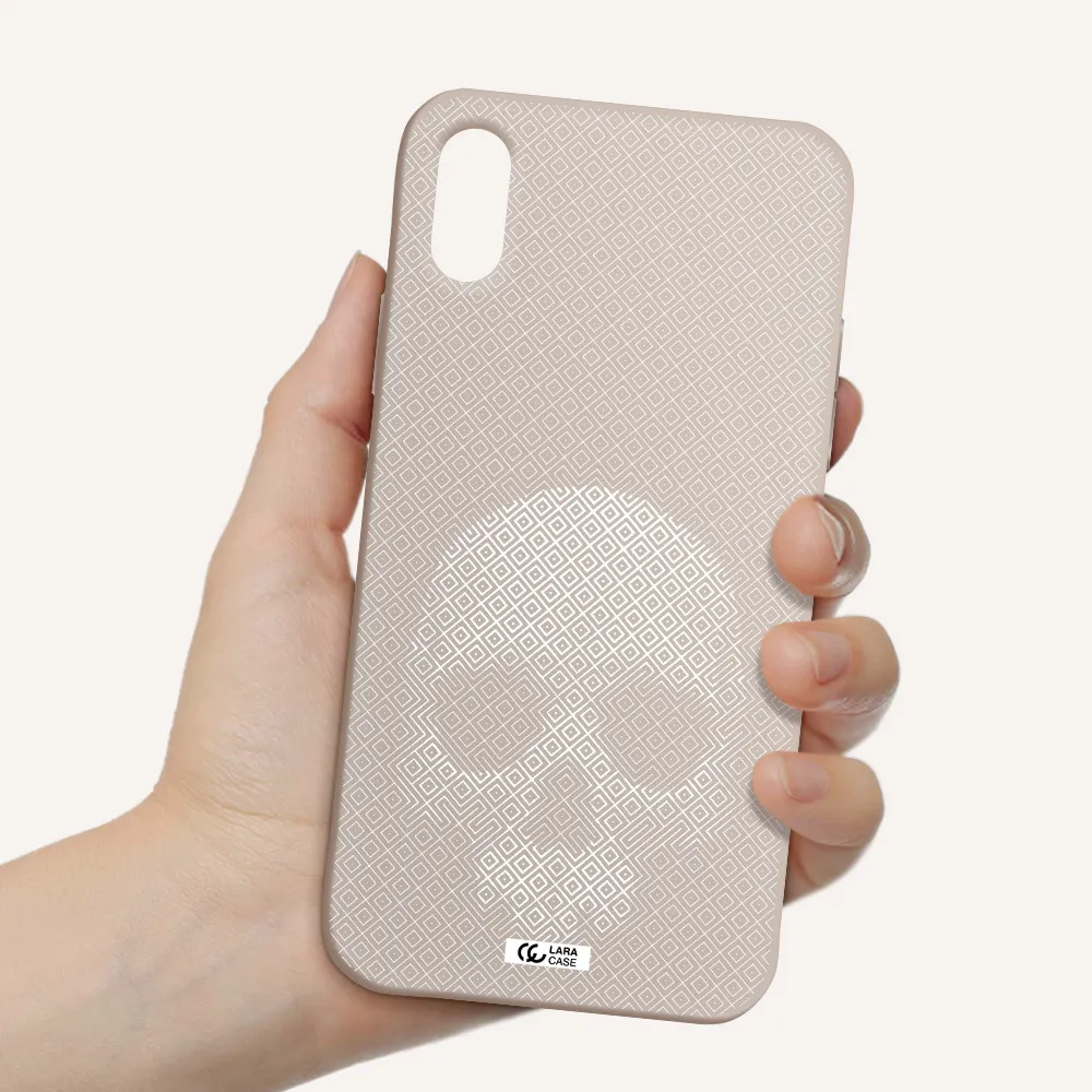 Skull Line Pattern Apple iPhone X Silicone Stone Case