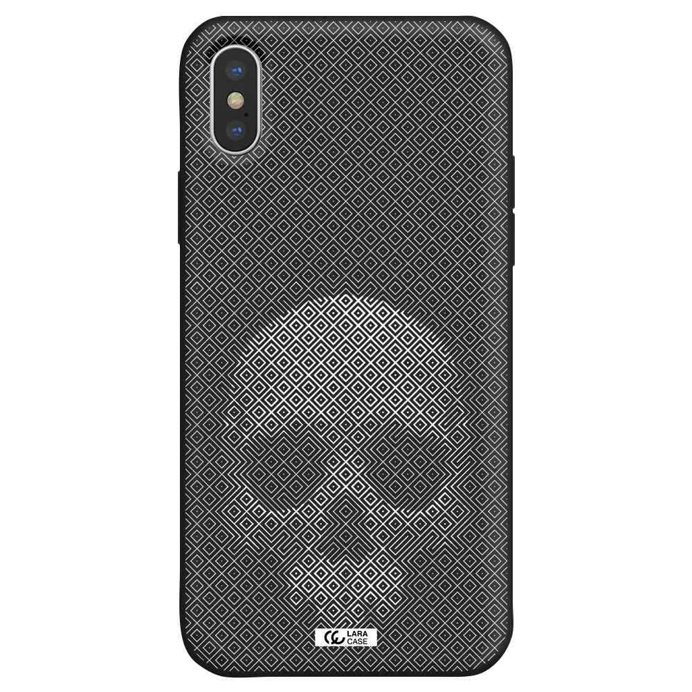 Skull Line Pattern Apple iPhone XS Silicone black Case