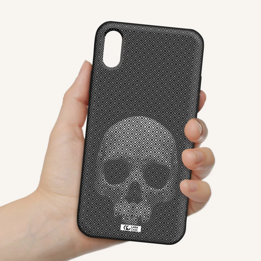 Skull Line Pattern Apple iPhone XS Silicone black Case