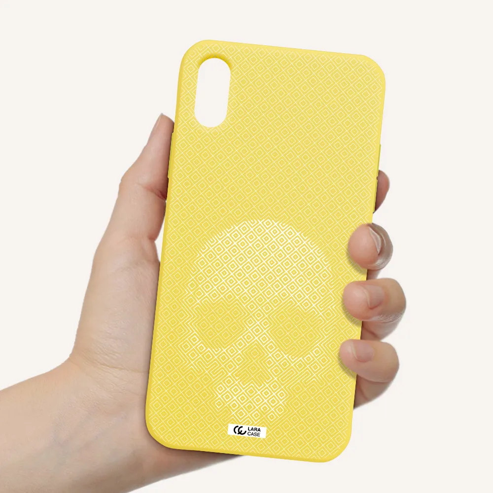 Skull Line Pattern Apple iPhone XS Silicone canary yellow Case