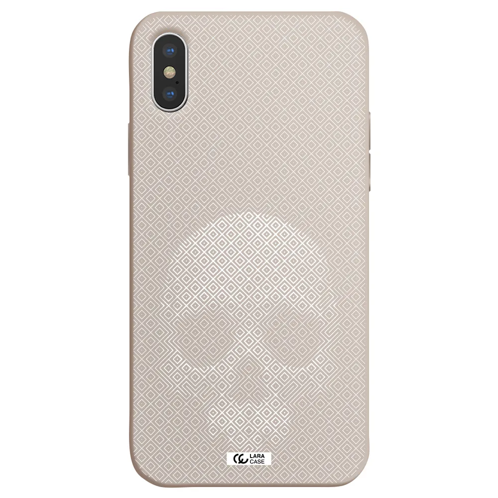 Skull Line Pattern Apple iPhone XS Silicone Stone Case