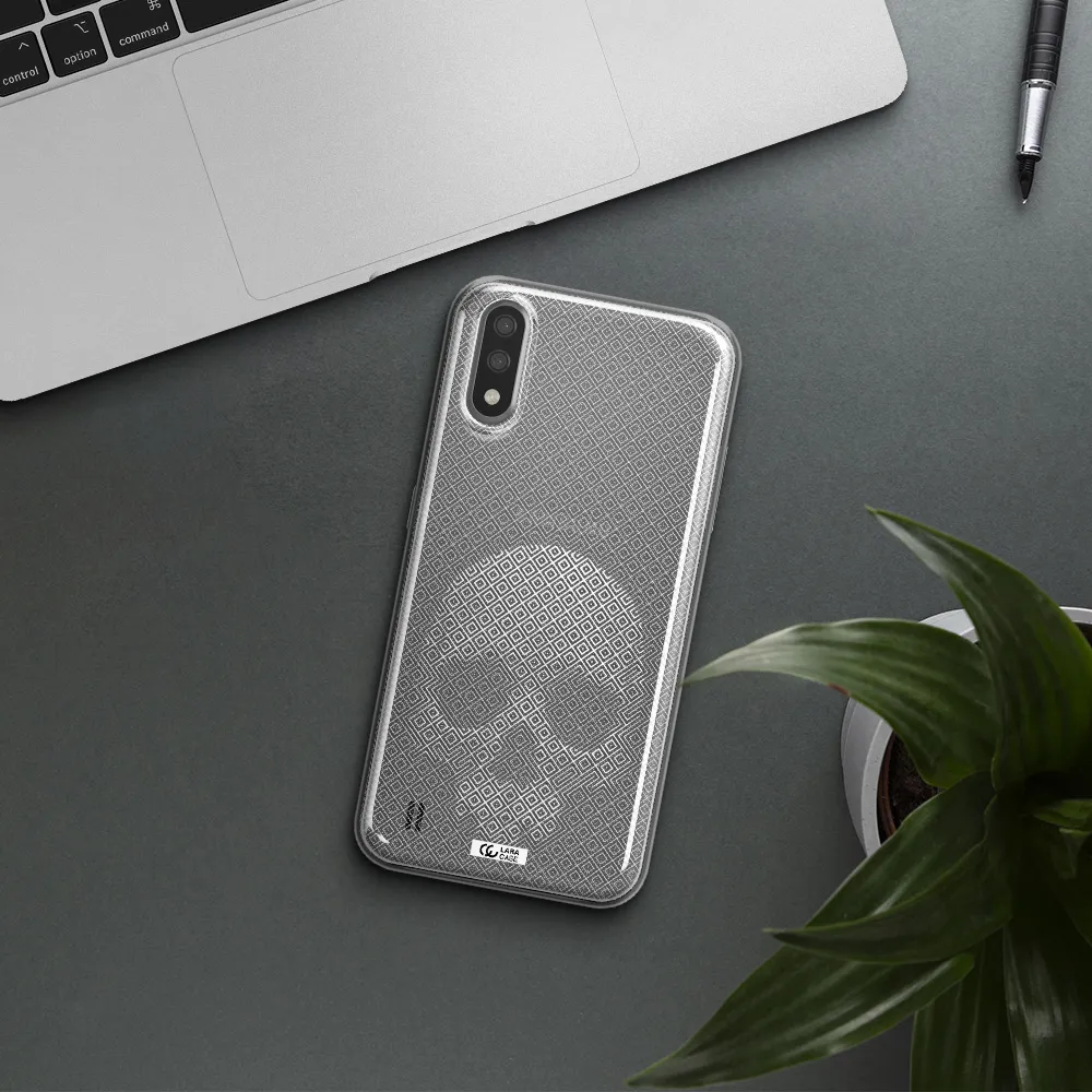 Skull Line Pattern Samsung A01 Clear TPU Case