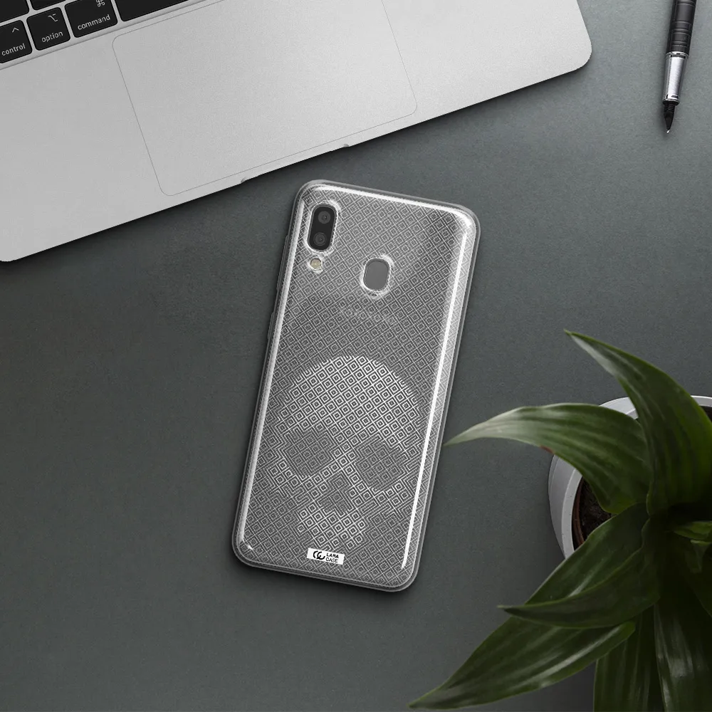 Skull Line Pattern Samsung A20 Clear TPU Case