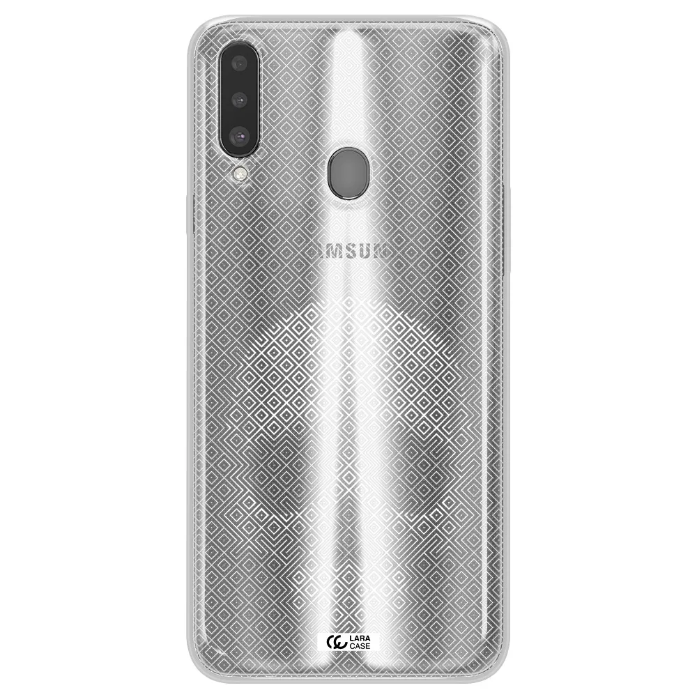 Skull Line Pattern Samsung A20S Clear TPU Case