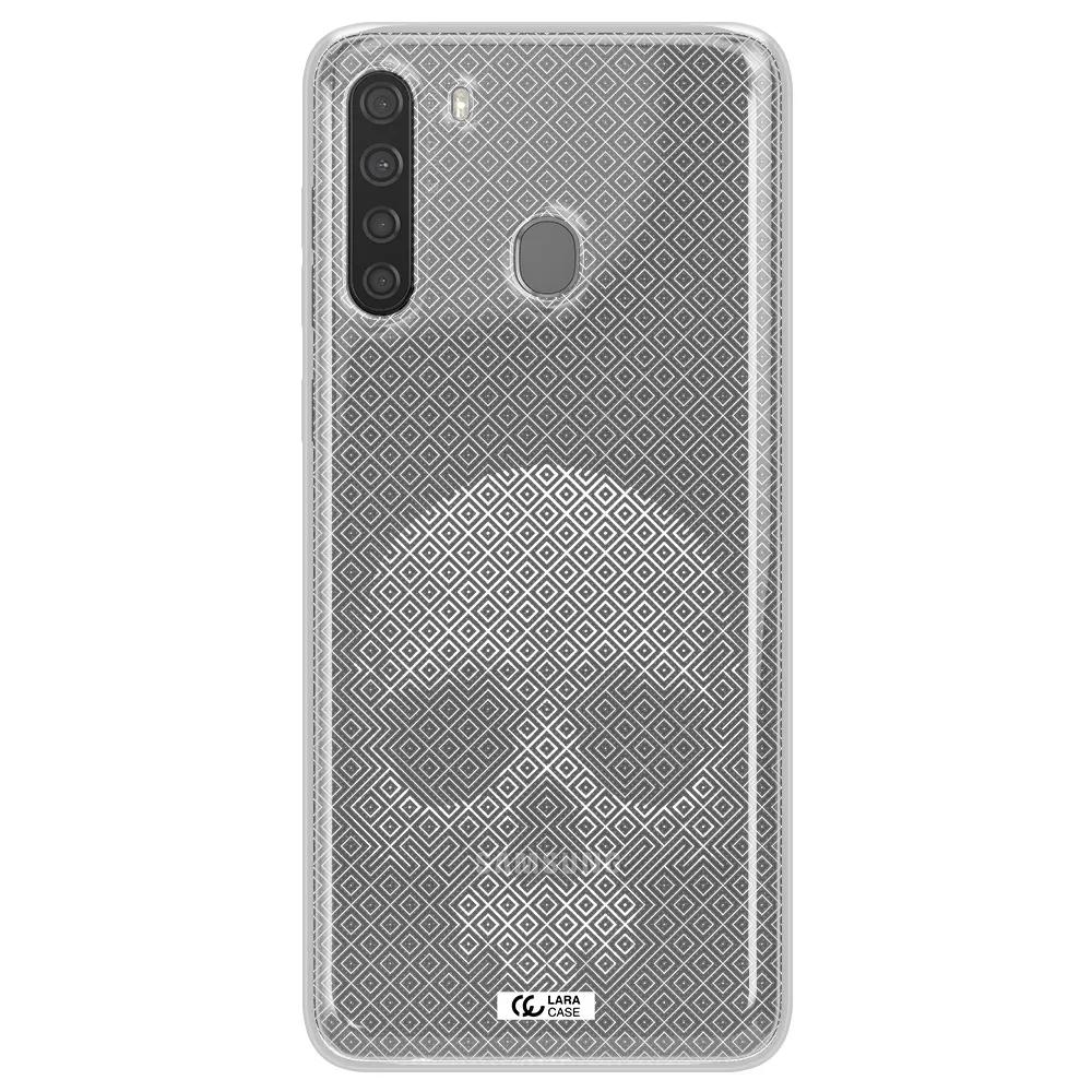 Skull Line Pattern Samsung A21 Clear TPU Case