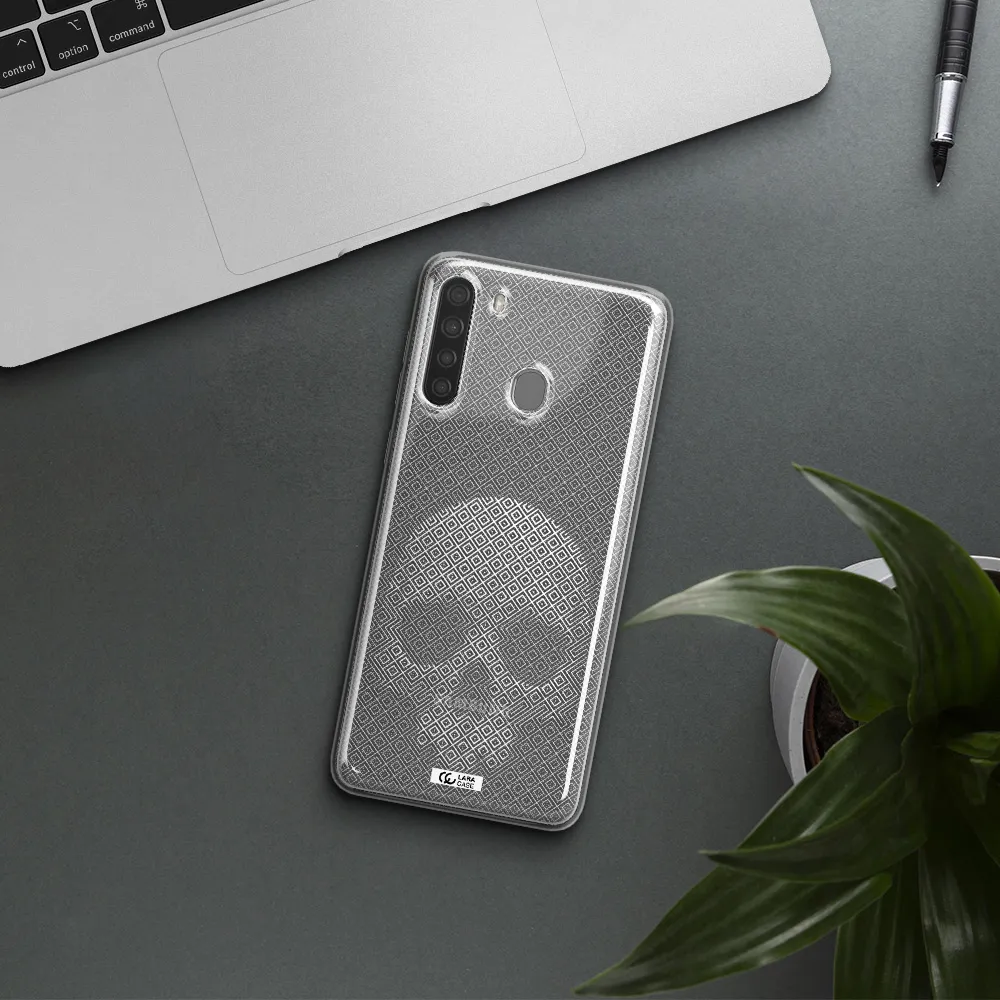 Skull Line Pattern Samsung A21 Clear TPU Case