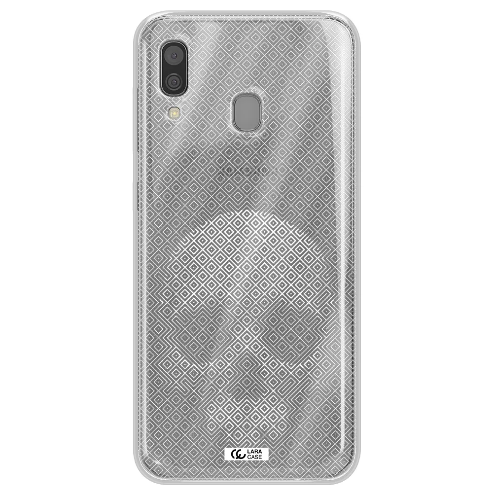 Skull Line Pattern Samsung A30 Clear TPU Case