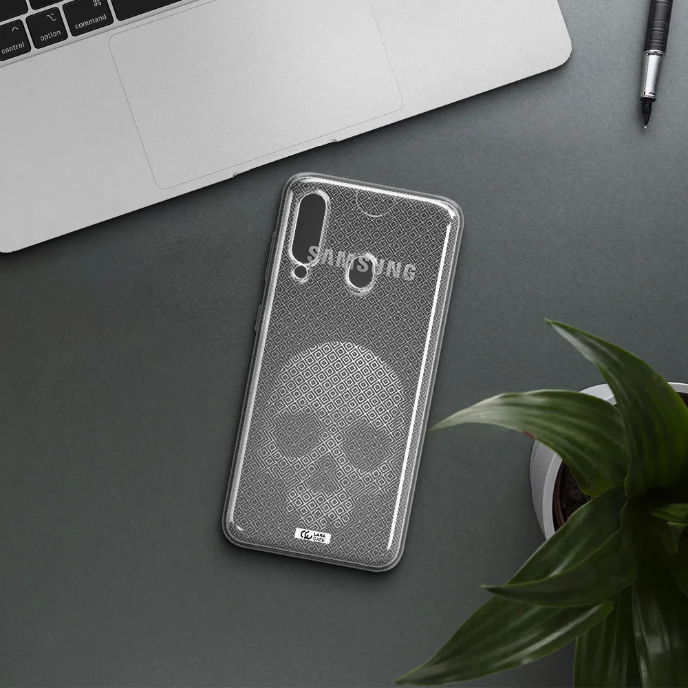 Skull Line Pattern Samsung A60 Clear TPU Case