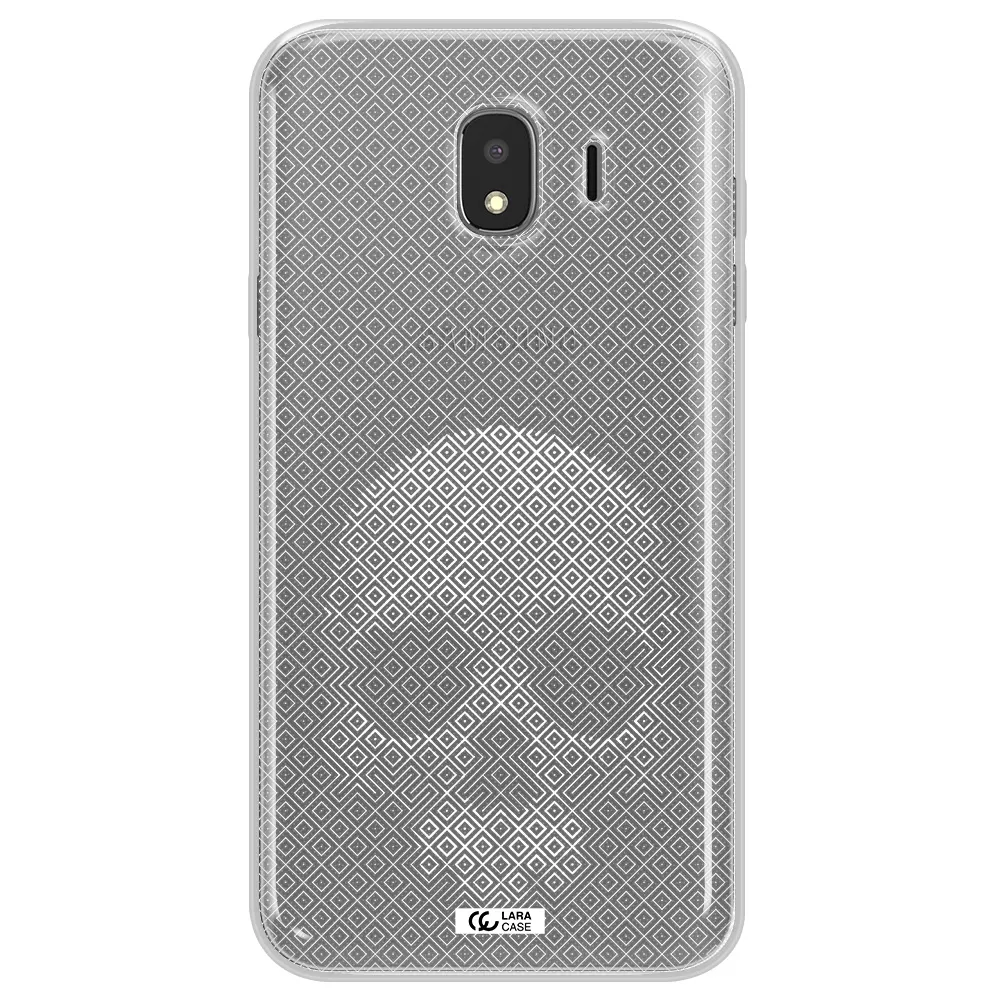 Skull Line Pattern Samsung J4 Clear TPU Case