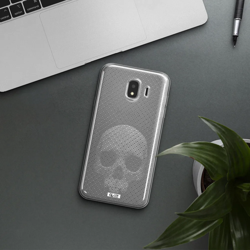 Skull Line Pattern Samsung J4 Clear TPU Case