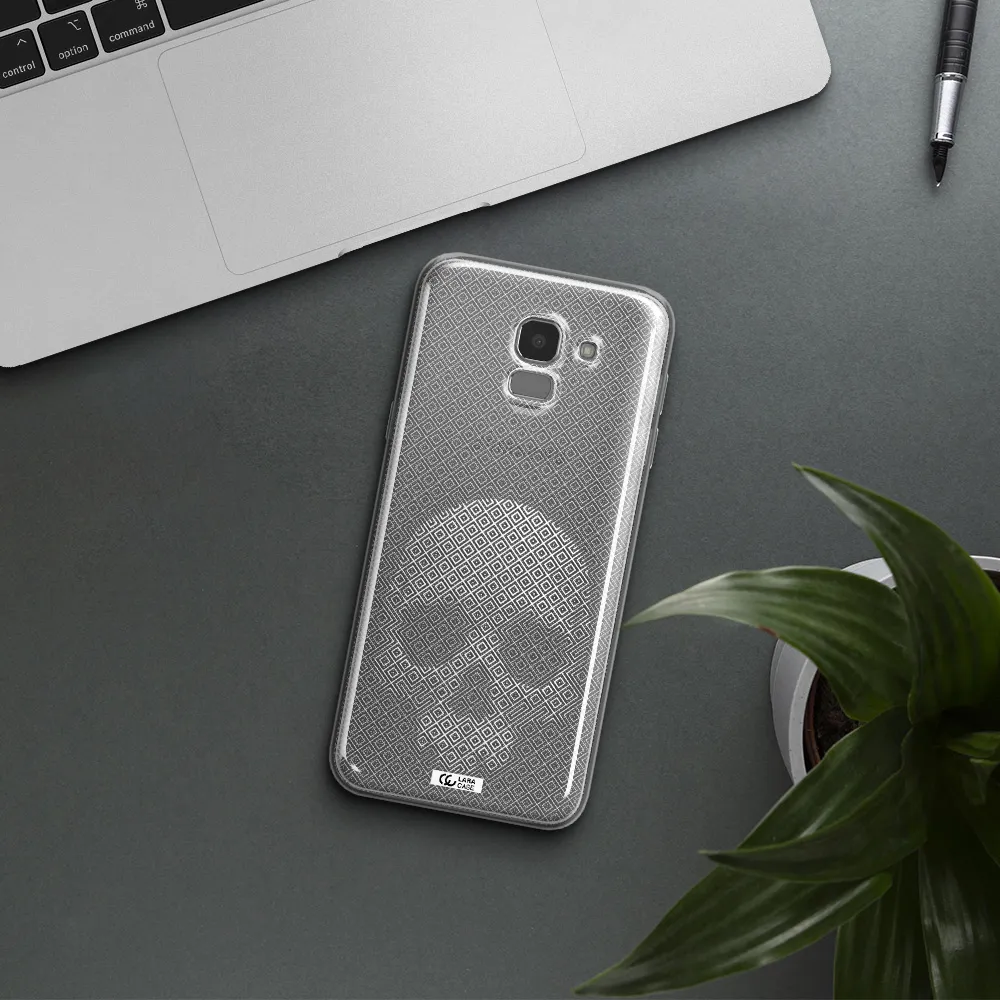 Skull Line Pattern Samsung J6 Clear TPU Case