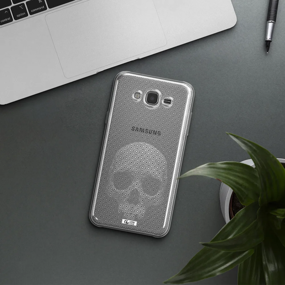 Skull Line Pattern Samsung J7 Core Clear TPU Case
