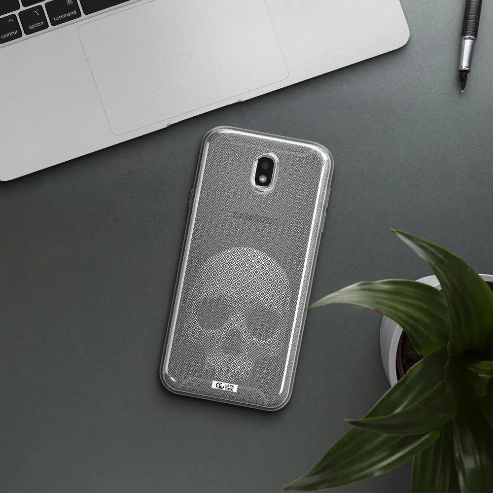 Skull Line Pattern Samsung J7 Pro Clear TPU Case