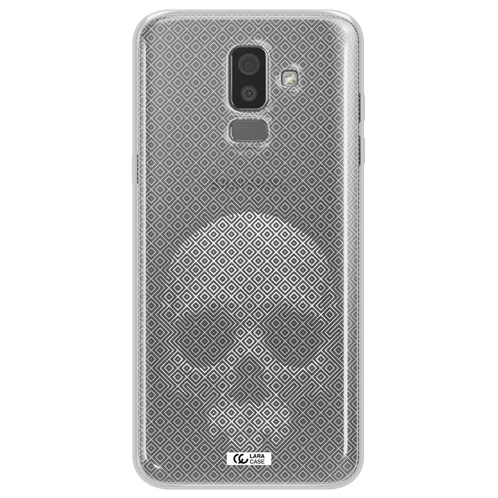 Skull Line Pattern Samsung J8 Clear TPU Case