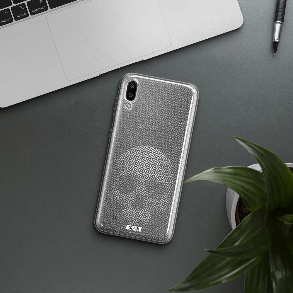 Skull Line Pattern Samsung M10 Clear TPU Case
