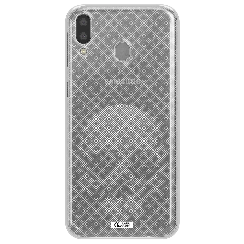 Skull Line Pattern Samsung M20 Clear TPU Case