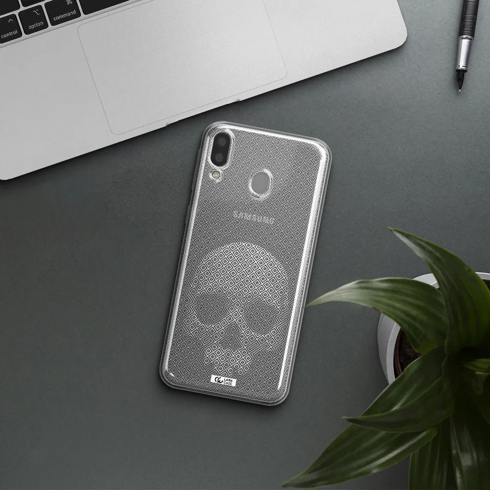Skull Line Pattern Samsung M20 Clear TPU Case