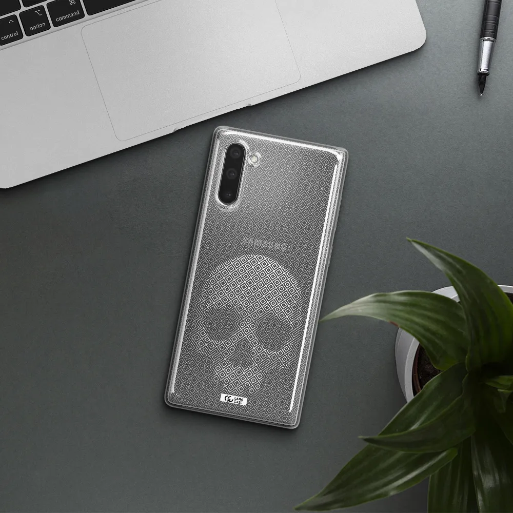 Skull Line Pattern Samsung Note 10 Clear TPU Case