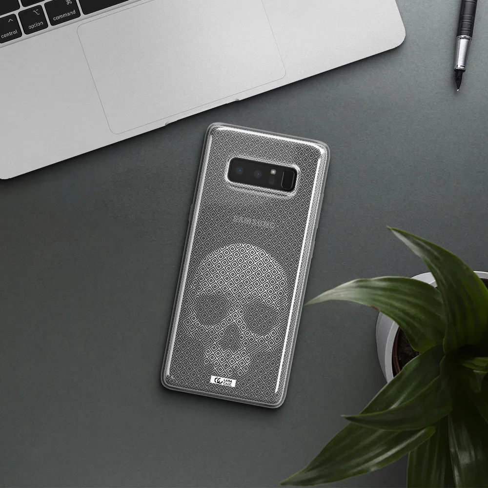 Skull Line Pattern Samsung Note 8 Clear TPU Case