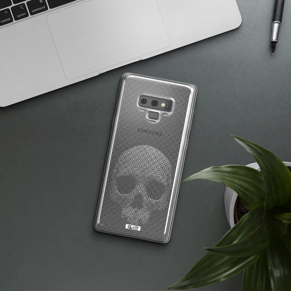 Skull Line Pattern Samsung Note 9 Clear TPU Case