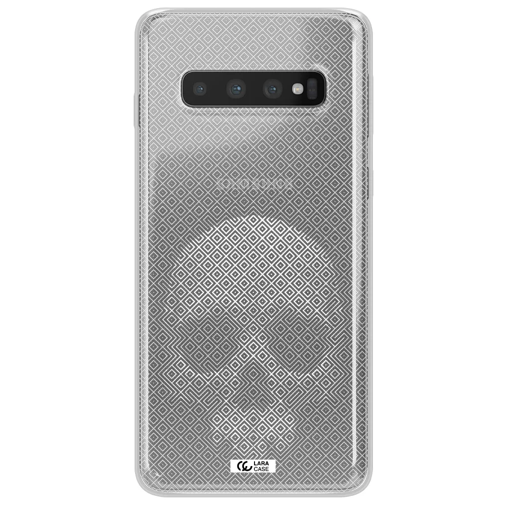 Skull Line Pattern Samsung S10 Clear TPU Case