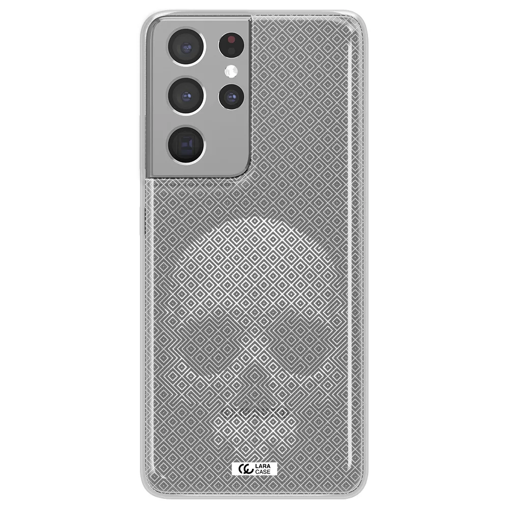 Skull Line Pattern Samsung S21 Ultra Clear TPU Case