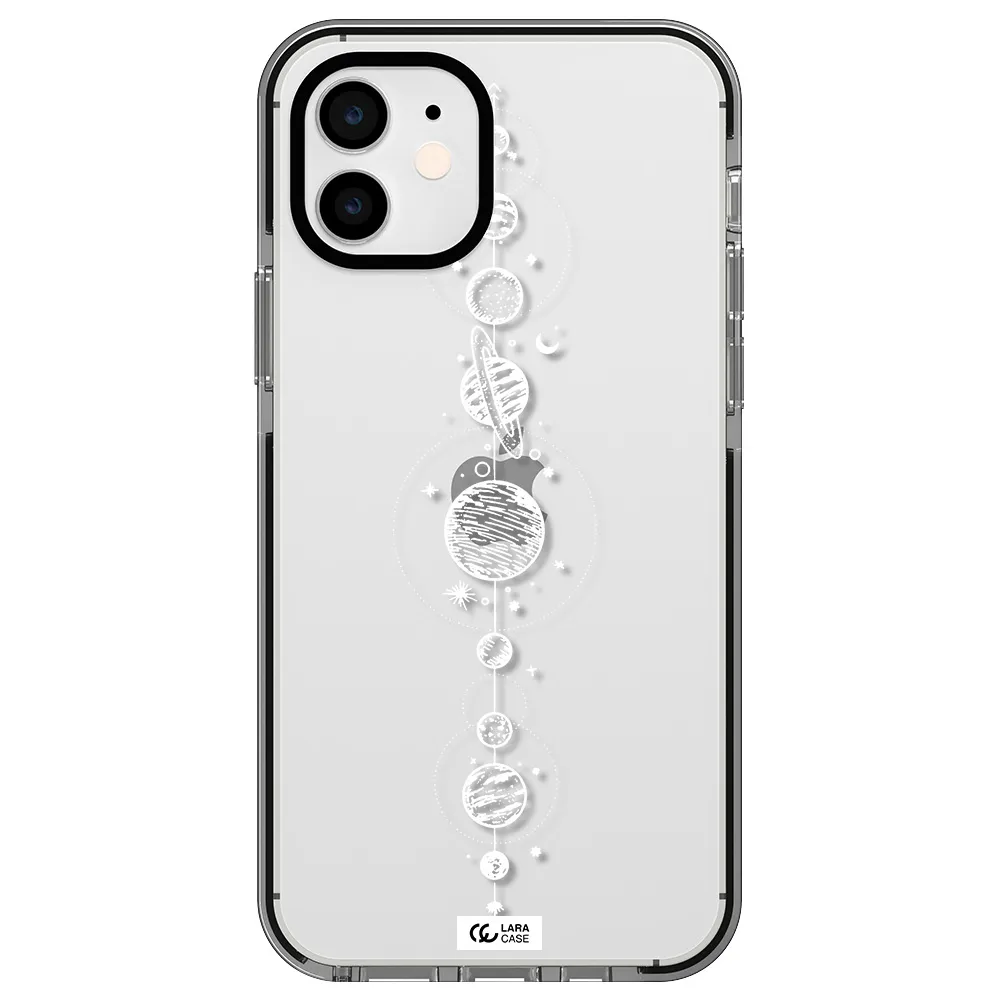 Solar System Line Art Apple iPhone 11 impact black border Case