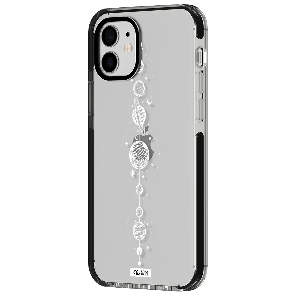Solar System Line Art Apple iPhone 11 impact black border Case