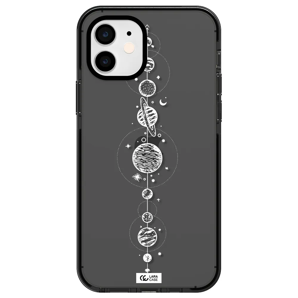 Solar System Line Art Apple iPhone 11 impact Smoke Black Case