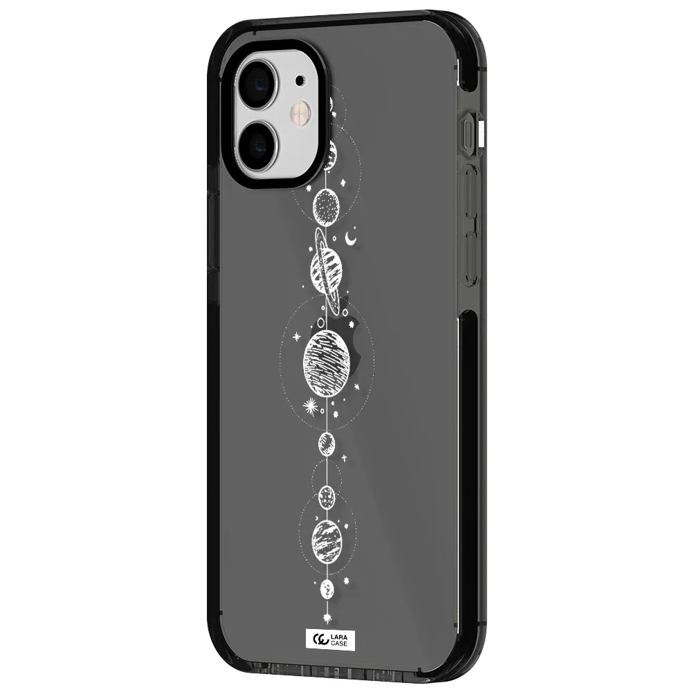 Solar System Line Art Apple iPhone 11 impact Smoke Black Case