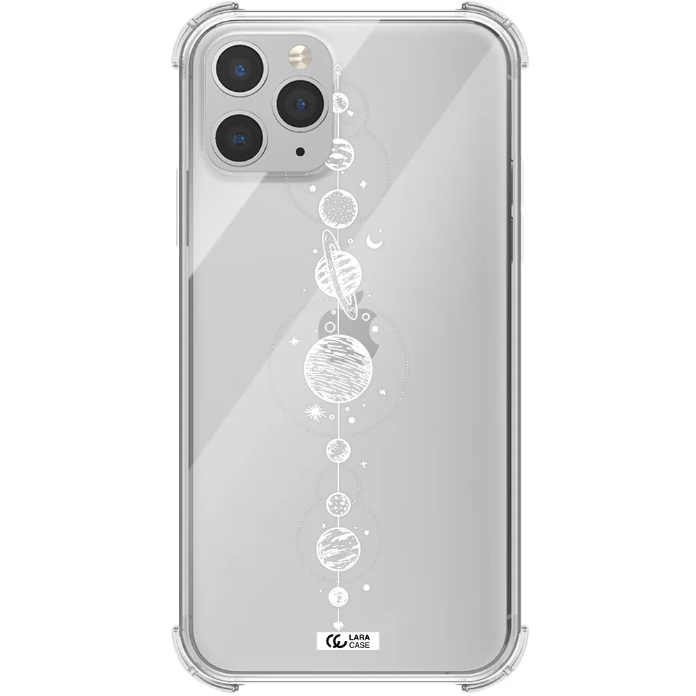Solar System Line Art Apple iPhone 11 pro Clear PC Case