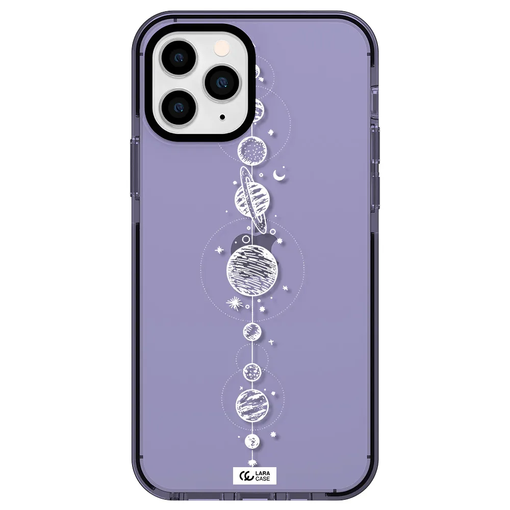 Solar System Line Art Apple iPhone 11 pro impact Lilac Case
