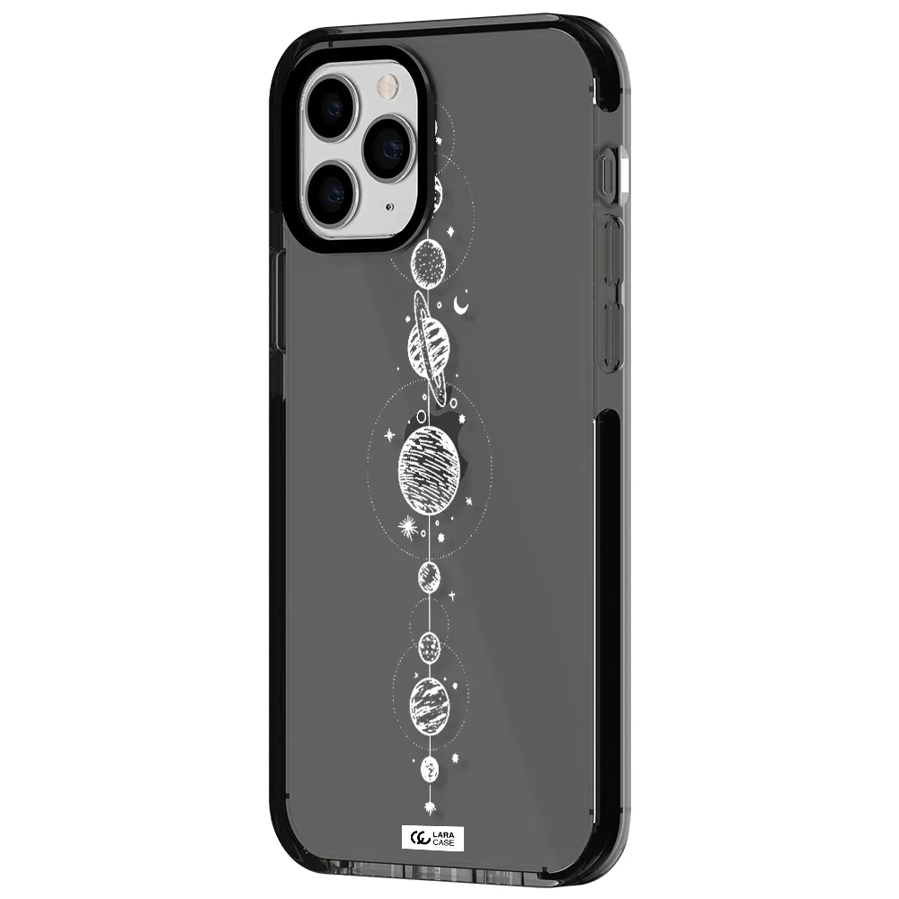Solar System Line Art Apple iPhone 11 pro max impact Smoke Black Case