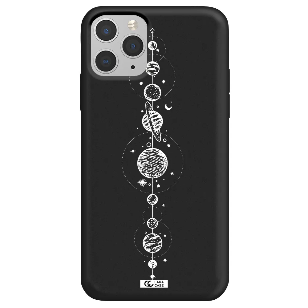 Solar System Line Art Apple iPhone 11 pro max Silicone black Case