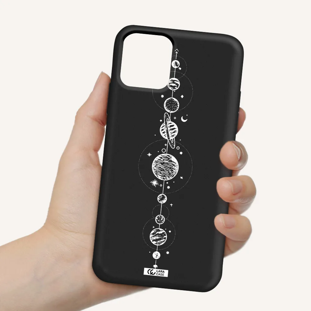 Solar System Line Art Apple iPhone 11 pro max Silicone black Case