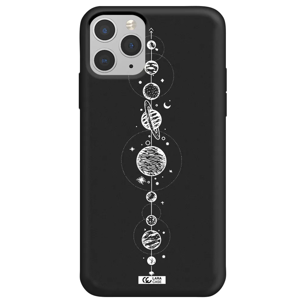 Solar System Line Art Apple iPhone 11 pro Silicone black Case