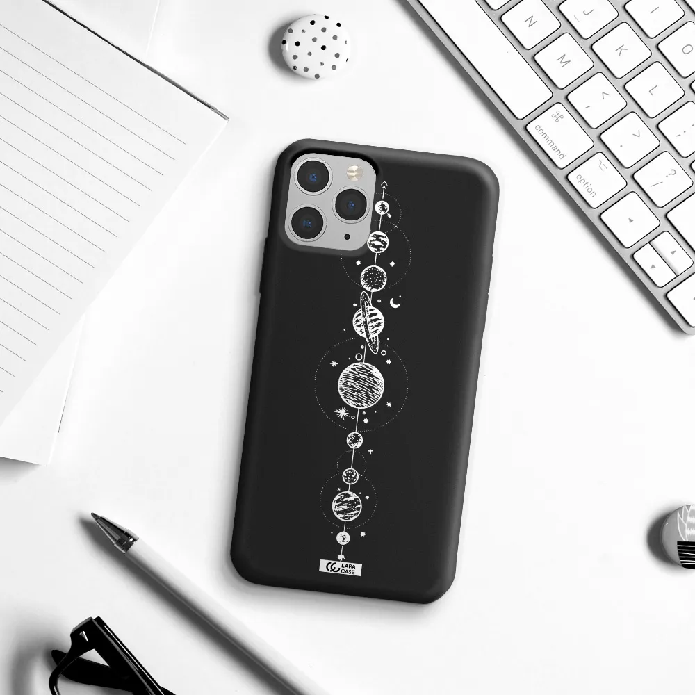 Solar System Line Art Apple iPhone 11 pro Silicone black Case