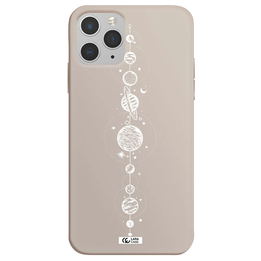 Solar System Line Art Apple iPhone 11 pro Silicone Stone Case