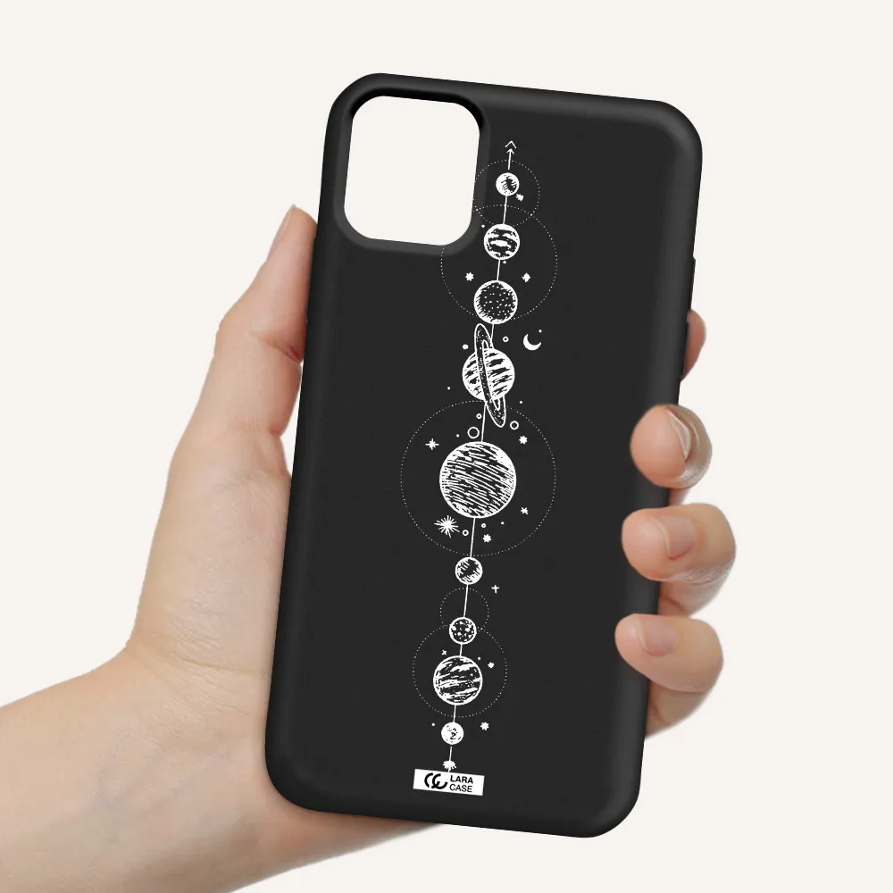 Solar System Line Art Apple iPhone 11 Silicone black Case