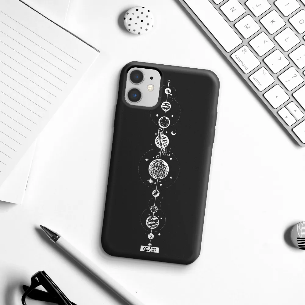 Solar System Line Art Apple iPhone 11 Silicone black Case