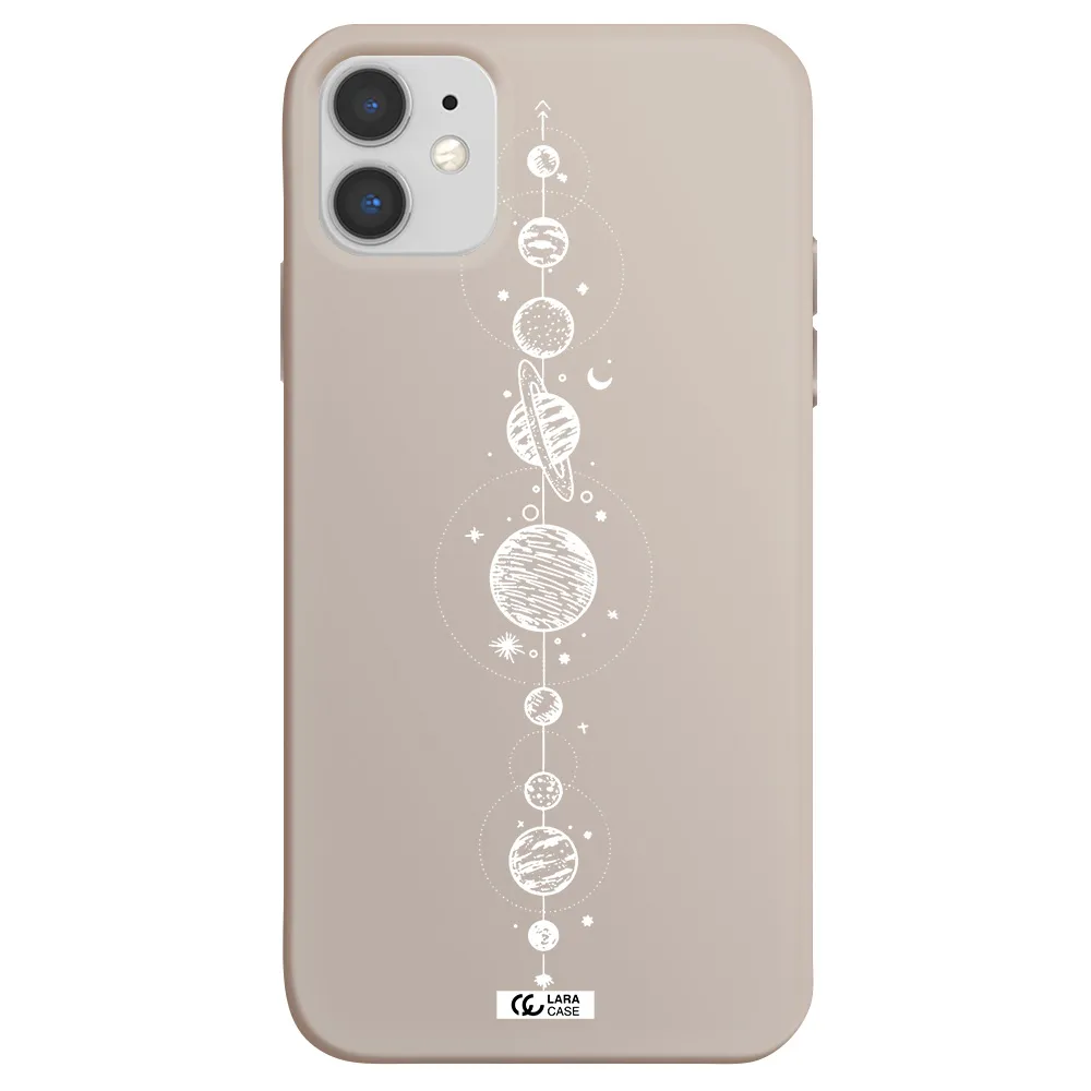 Solar System Line Art Apple iPhone 11 Silicone Stone Case