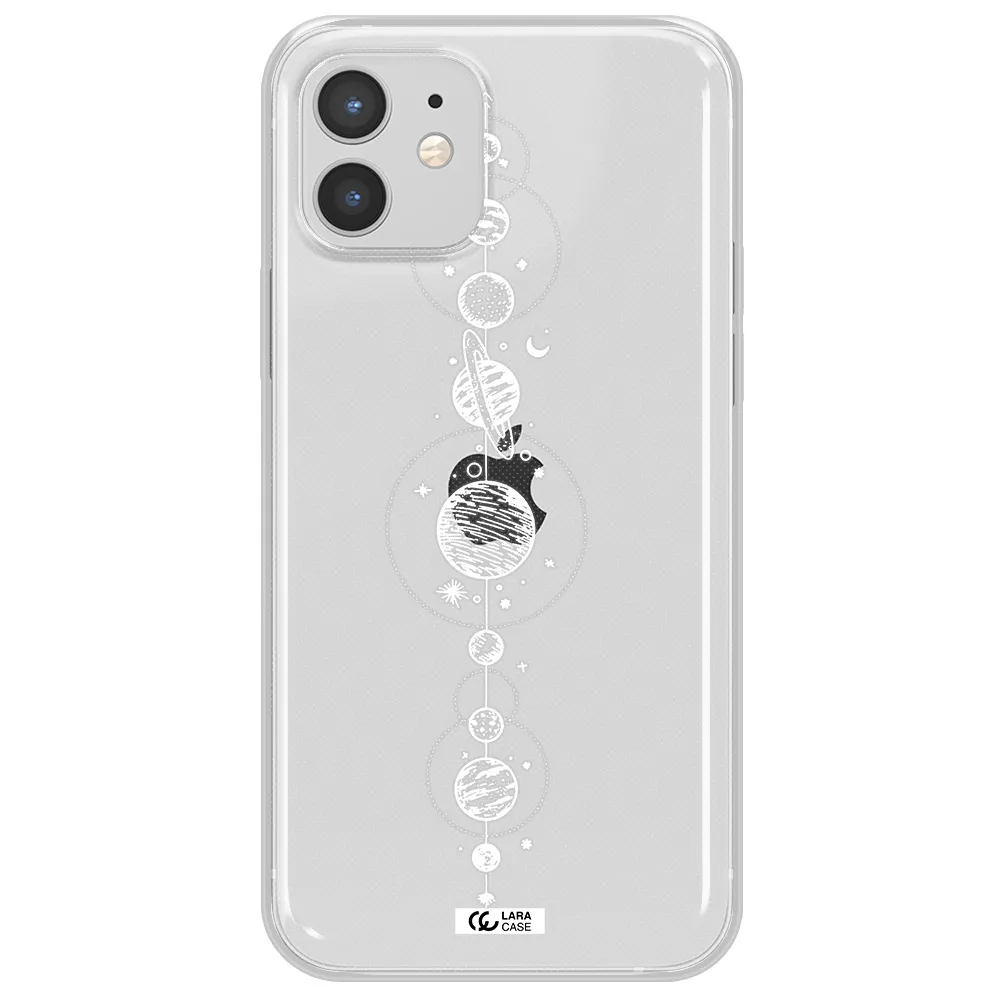 Solar System Line Art Apple iPhone 12 Clear TPU Case