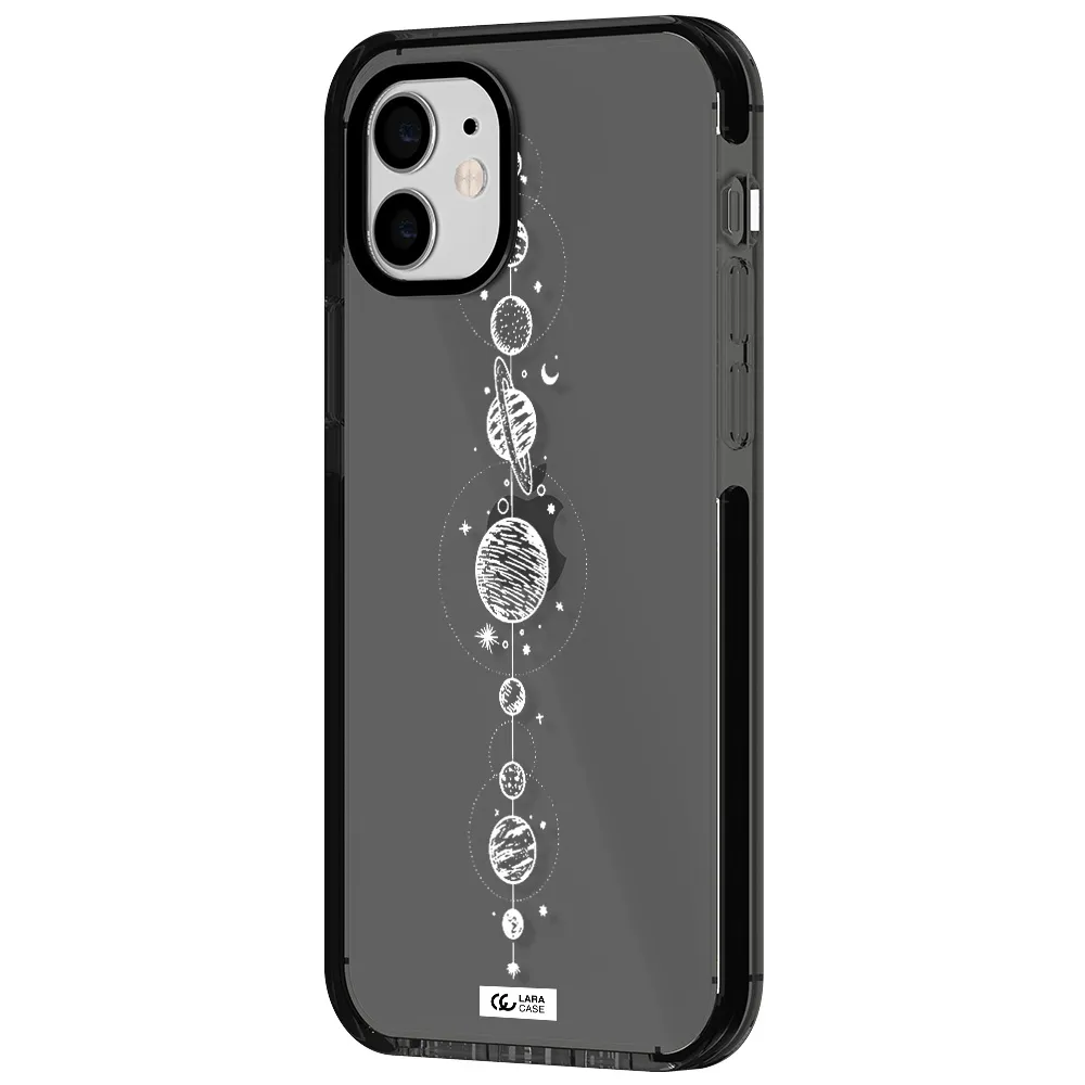 Solar System Line Art Apple iPhone 12 impact Smoke Black Case