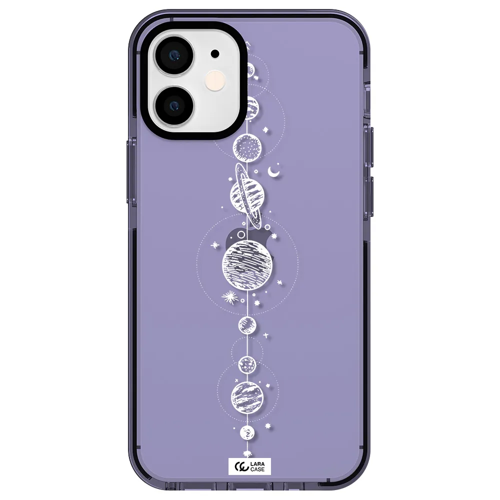 Solar System Line Art Apple iPhone 12 mini impact Lilac Case